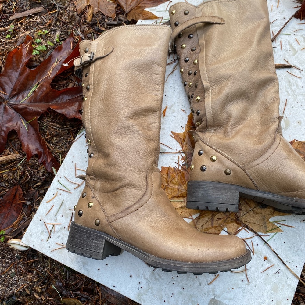 Brown leather boots